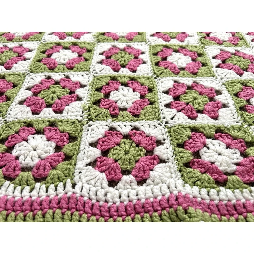 Handmade Baby Granny Square Crochet Blanket Throw Afghan 36