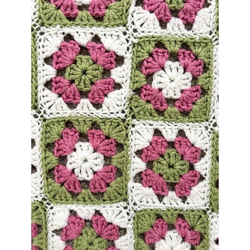 Handmade Baby Granny Square Crochet Blanket Throw Afghan 36