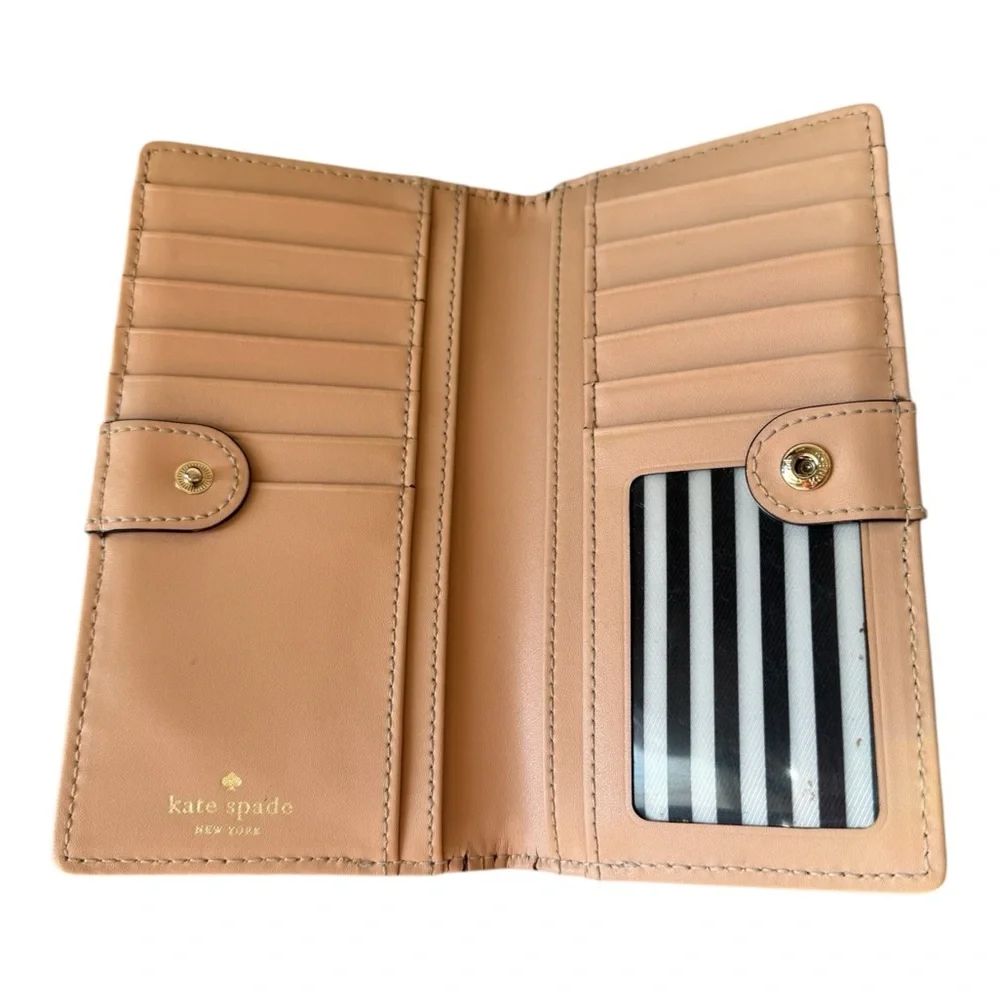 Kate Spade Color Block Slim Wallet Leather Black Cream
