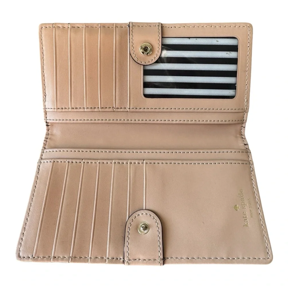 Kate Spade Color Block Slim Wallet Leather Black Cream