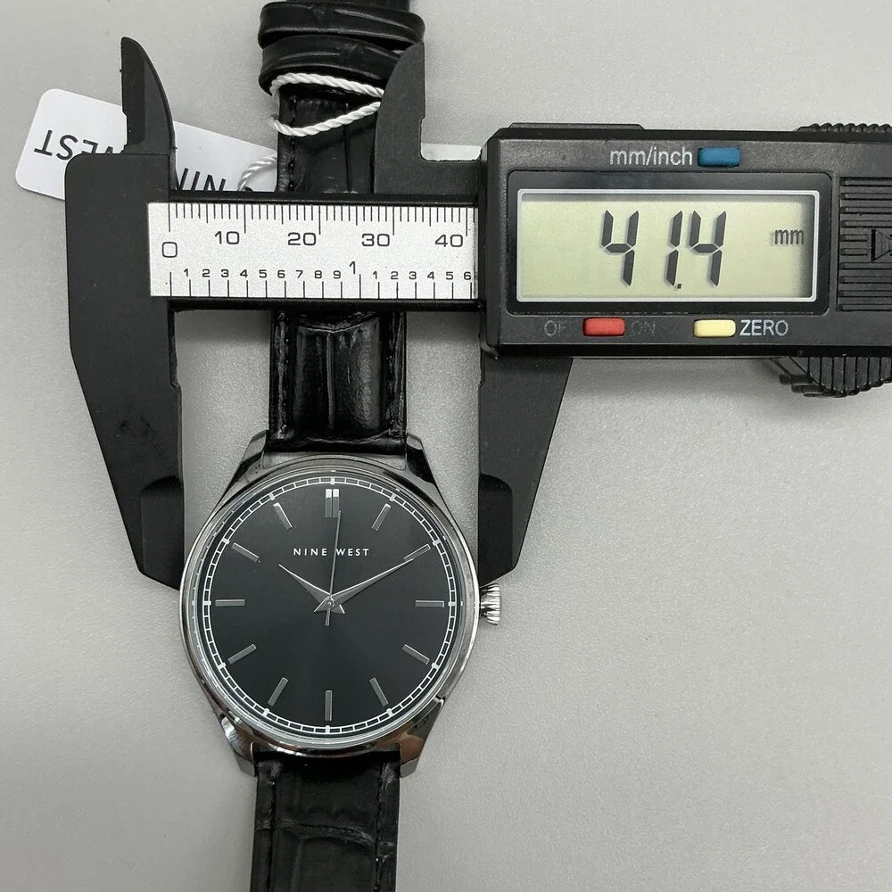Nine West Womens Watch 41mm Black Dial Black Band 3ATM Dress New Battery