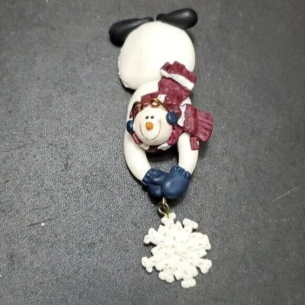 Gail West snowman brooch snowflake vintage