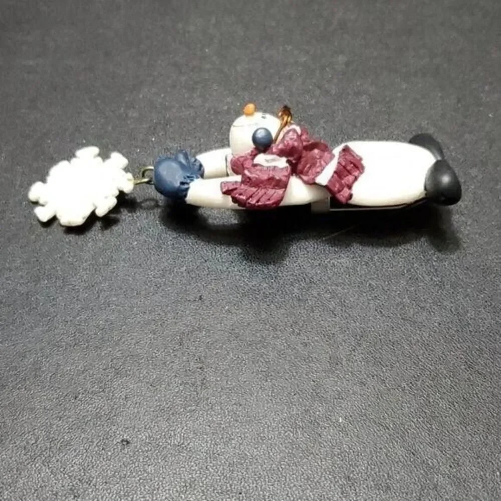 Gail West snowman brooch snowflake vintage