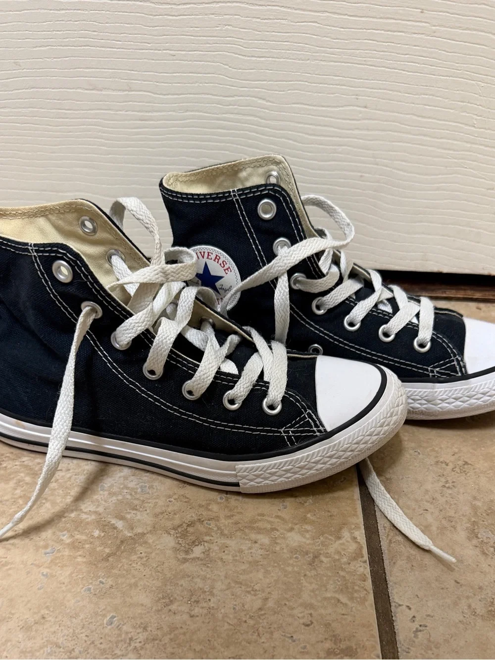 Converse High Top Sneakers - Black & White, Girls Size 3