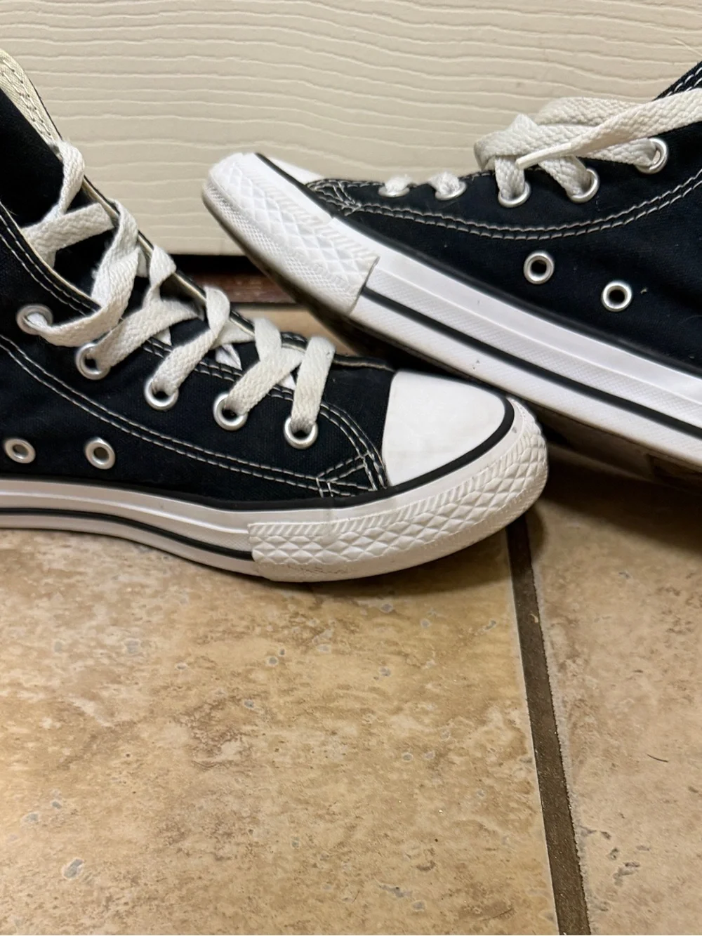Converse High Top Sneakers - Black & White, Girls Size 3
