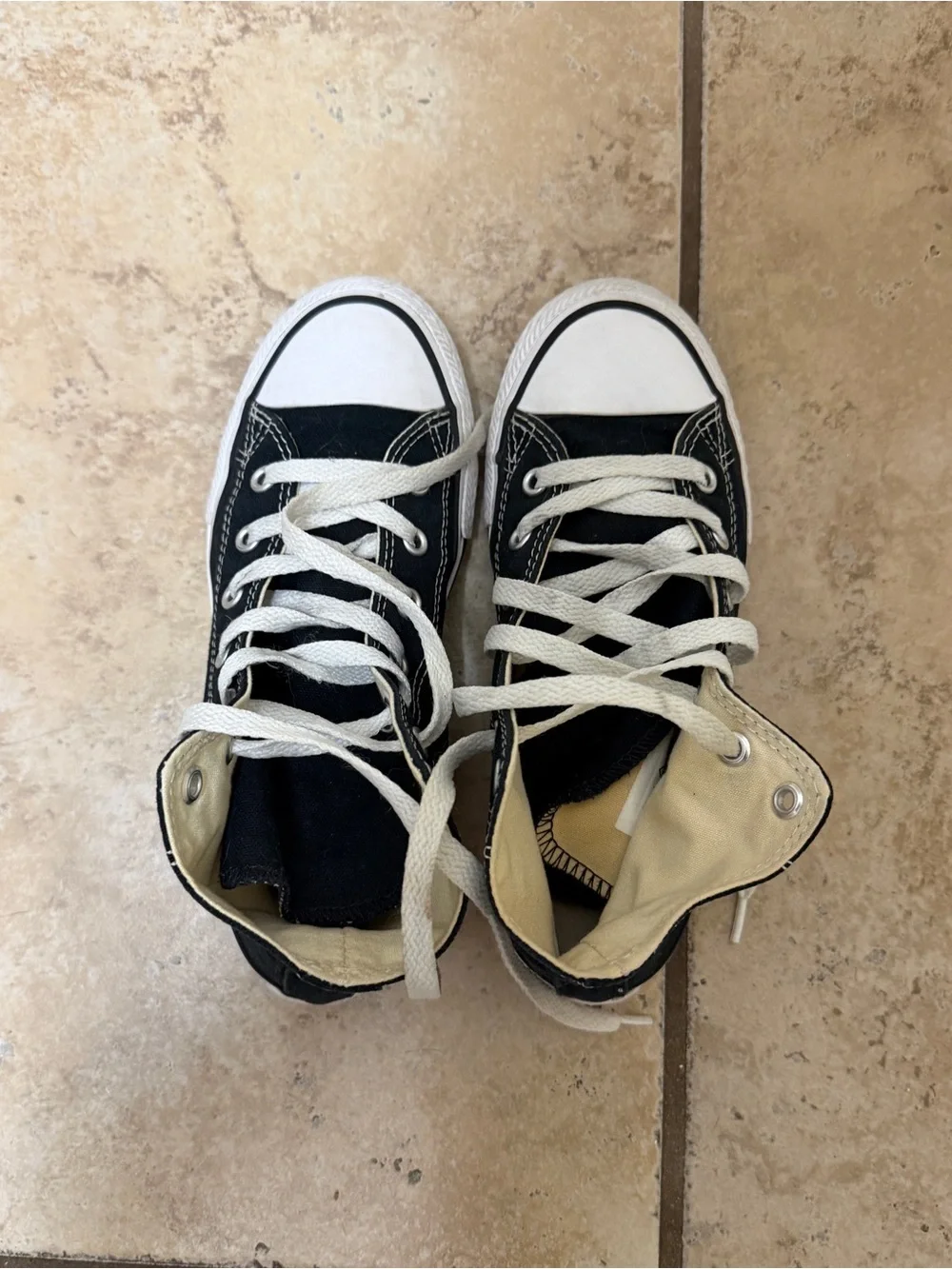 Converse High Top Sneakers - Black & White, Girls Size 3