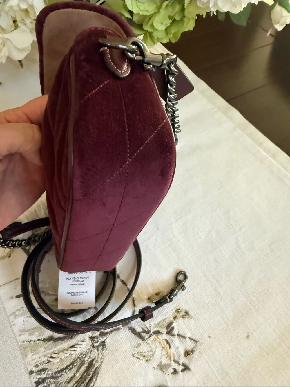 Coach quilted velvet