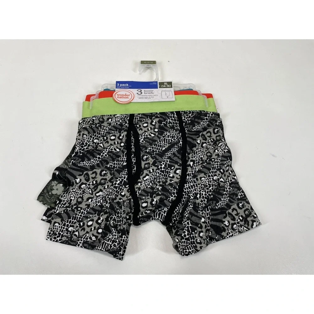 Wonder Nation Boxer Briefs 3 Pack Boys Size XL Jungle Print NWT‎