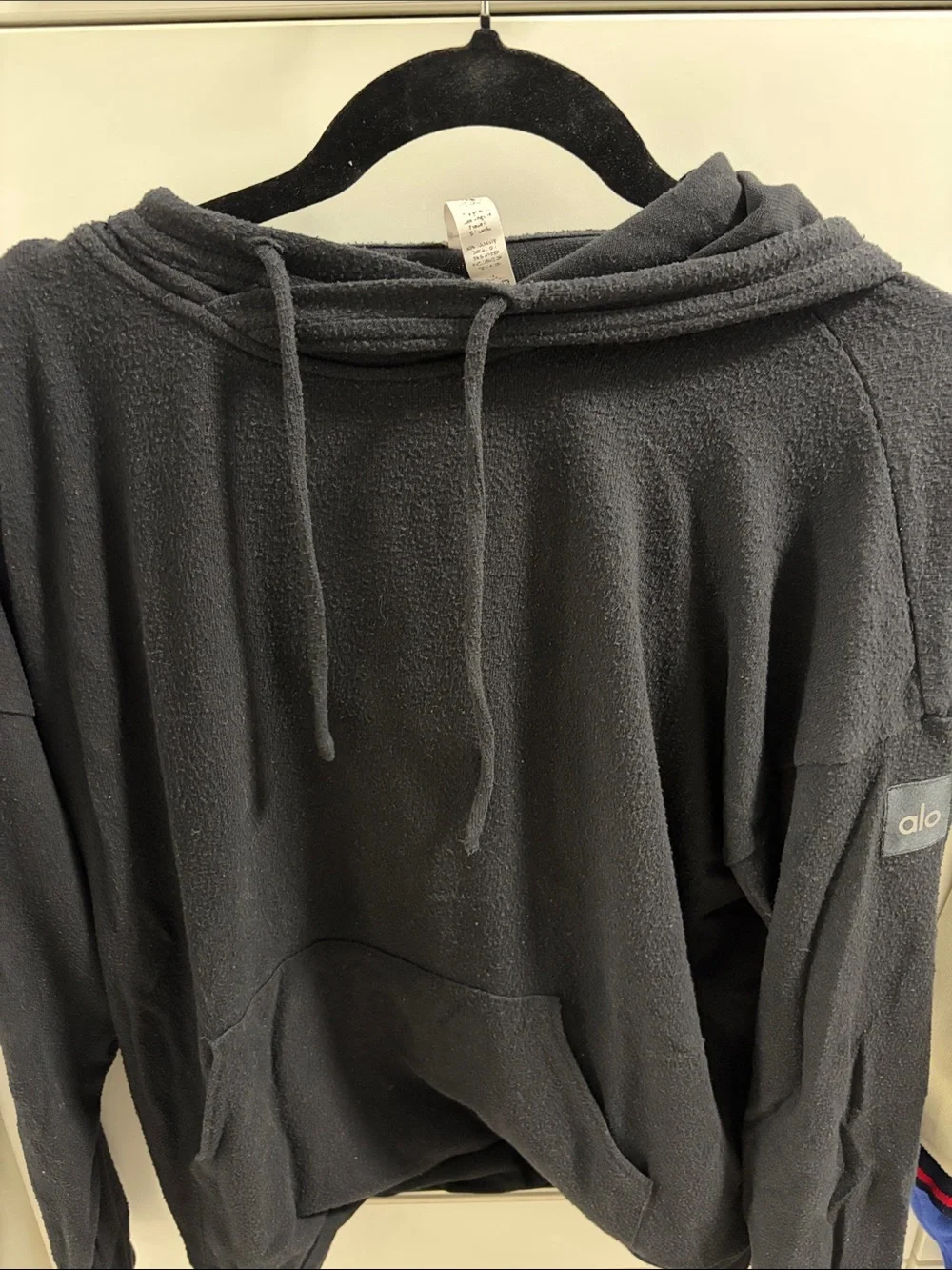 ALO Yoga Men’s Charcoal Crewneck Hooded Sweater
