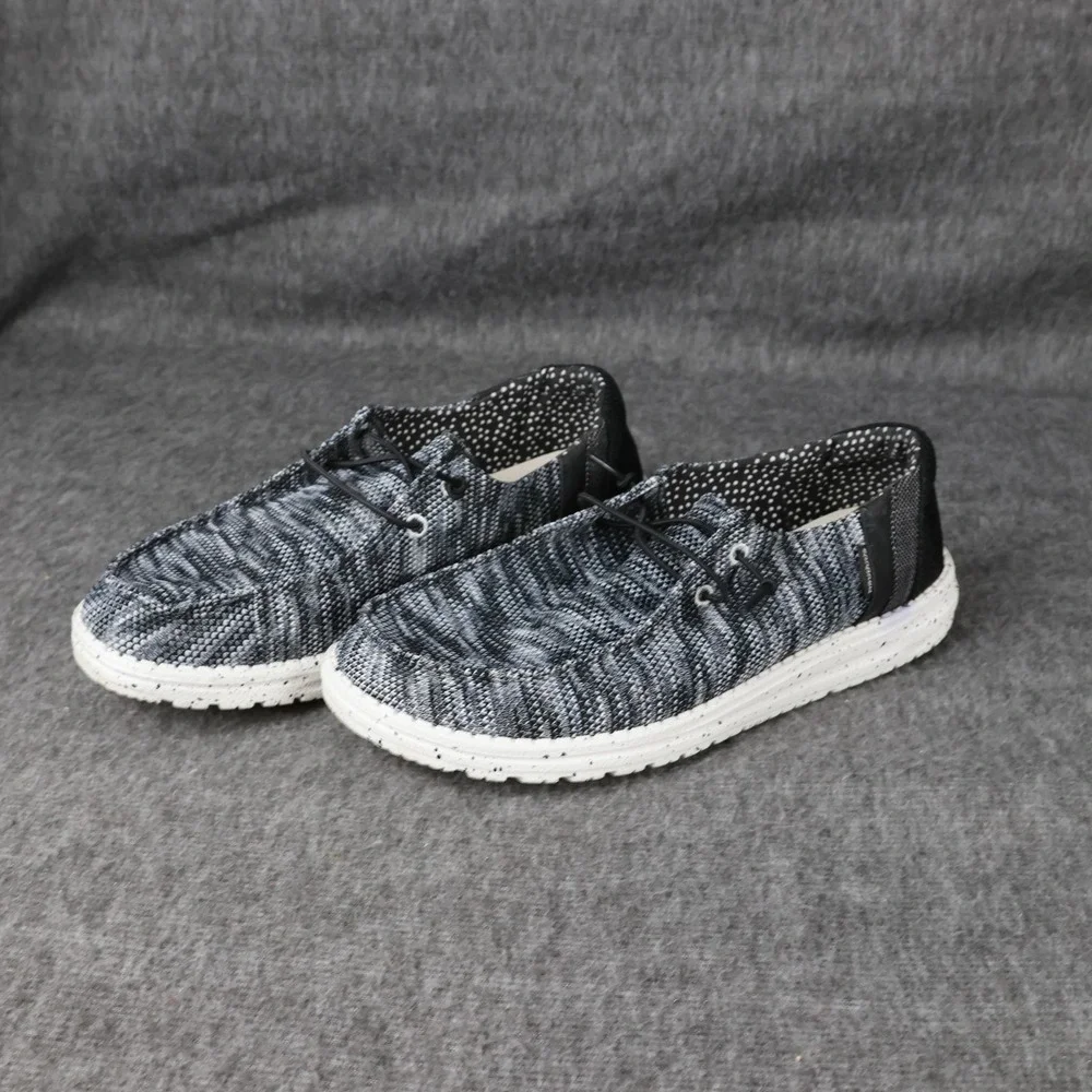 Hey Dude Wendy Dark Night Shoes Womens Size 10 Gray Knit Slip On Comfort Walking