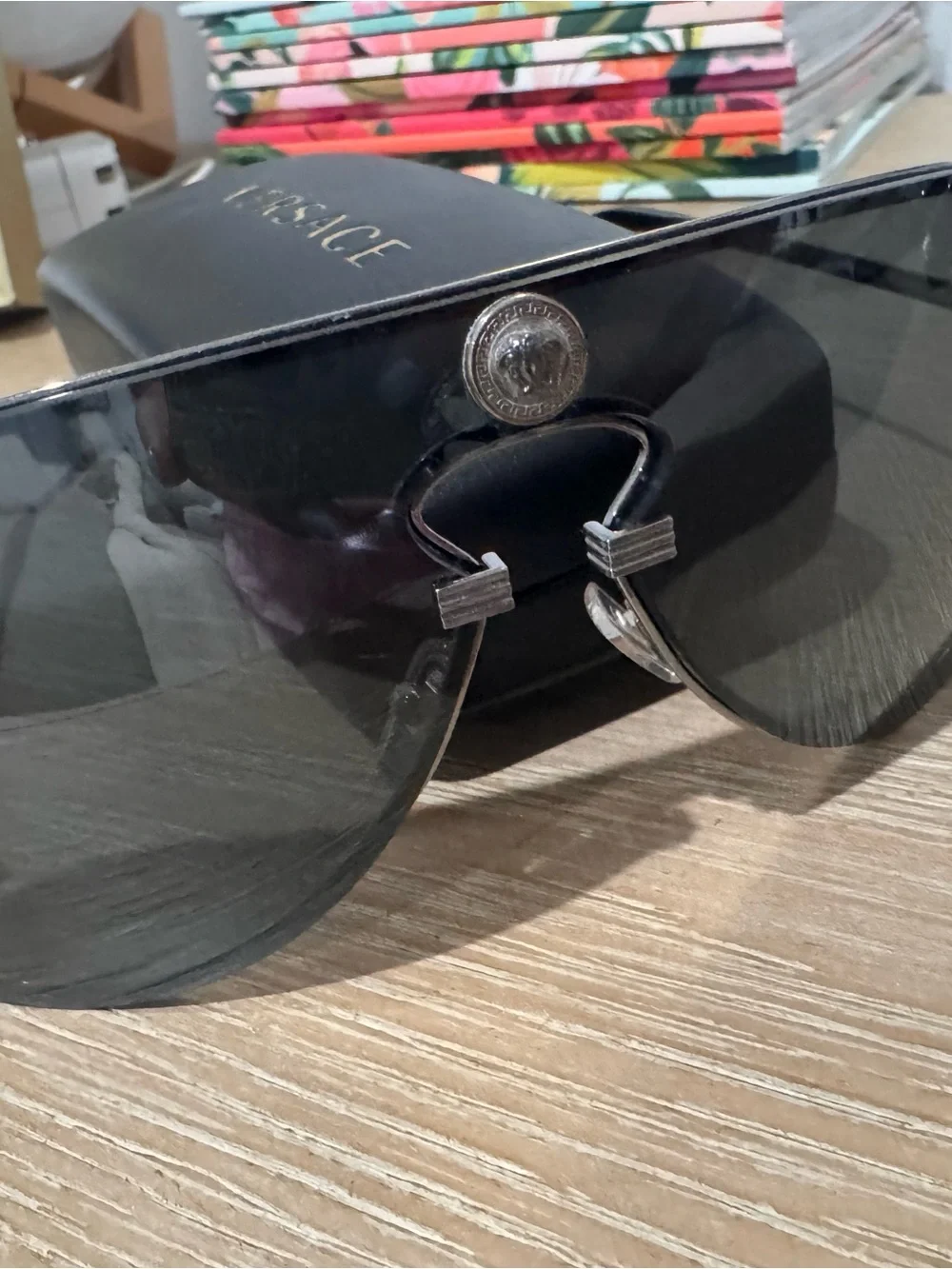 Versace Black Shield Sunglasses with Medusa Detail