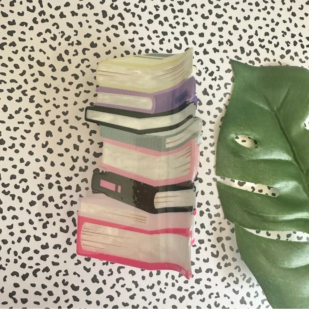 3/$22🩶 Book Stack Claw Clip Library Reading Teacher Hair Accessory Acrylic NEW