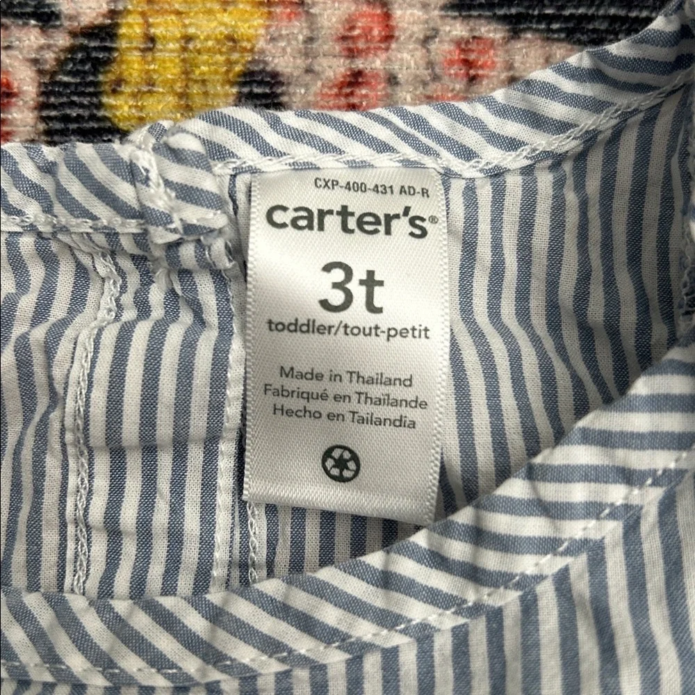 Carter’s Striped Ruffle Sleeveless Top, Size 3T