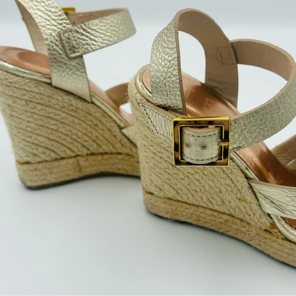 Ted Baker Metallic Gold Espadrille Wedge Sandals