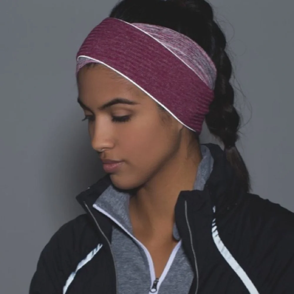 Lululemon Run and Done Ear Warmer Headband Ponytail Space Dye Berry W9M73S