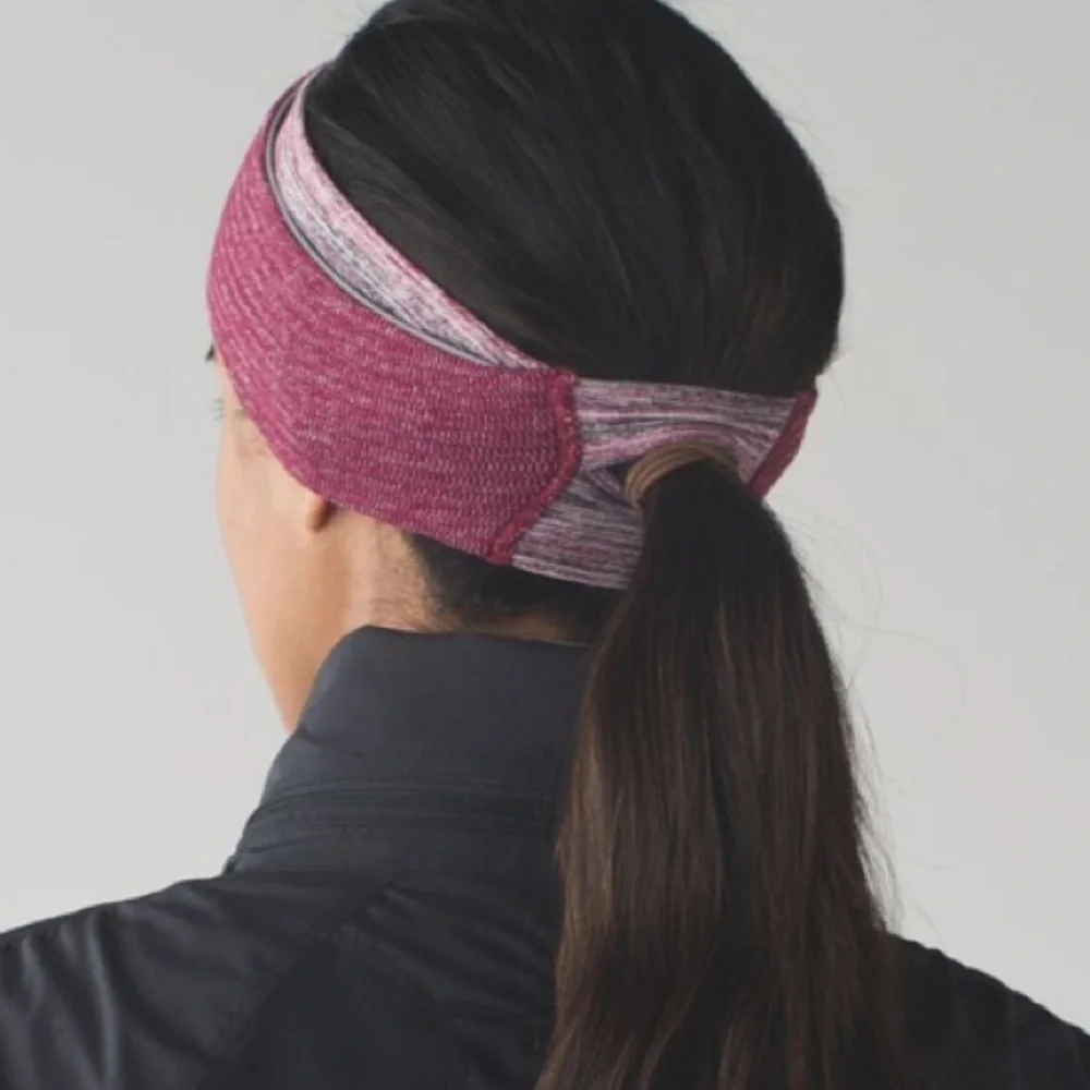 Lululemon Run and Done Ear Warmer Headband Ponytail Space Dye Berry W9M73S