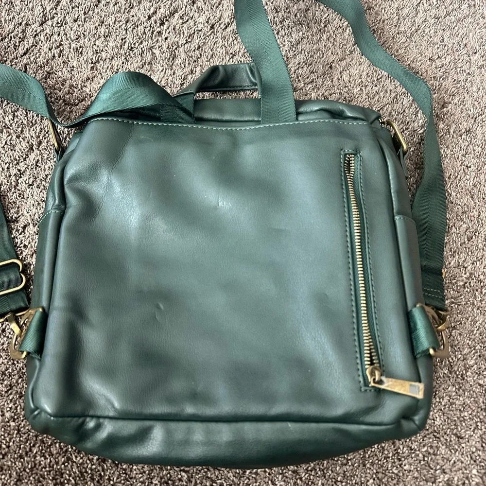 Fawn Design The Mini Vegan Leather Backpack Diaper Bag Emerald Green