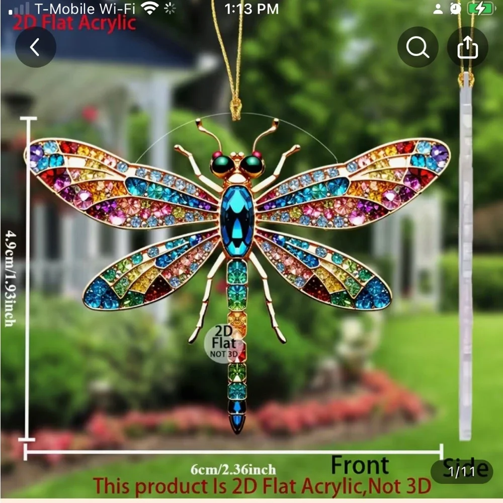 Multicolor Dragonfly 2D Flat Acrylic Pendant DYI Jewelry Making / Arts & Crafts