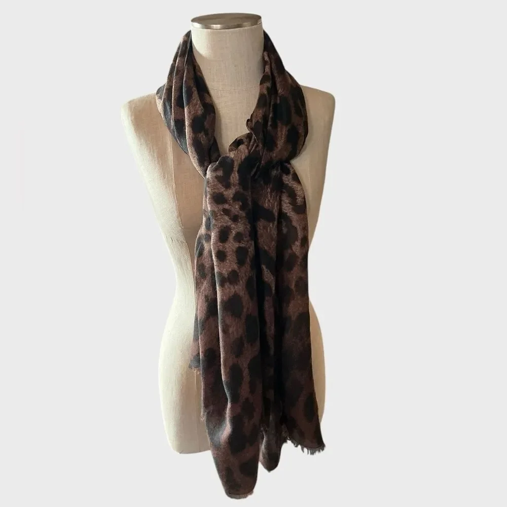 Kendall & James Leopard Print Viscose Scarf Wrap Shawl NWT