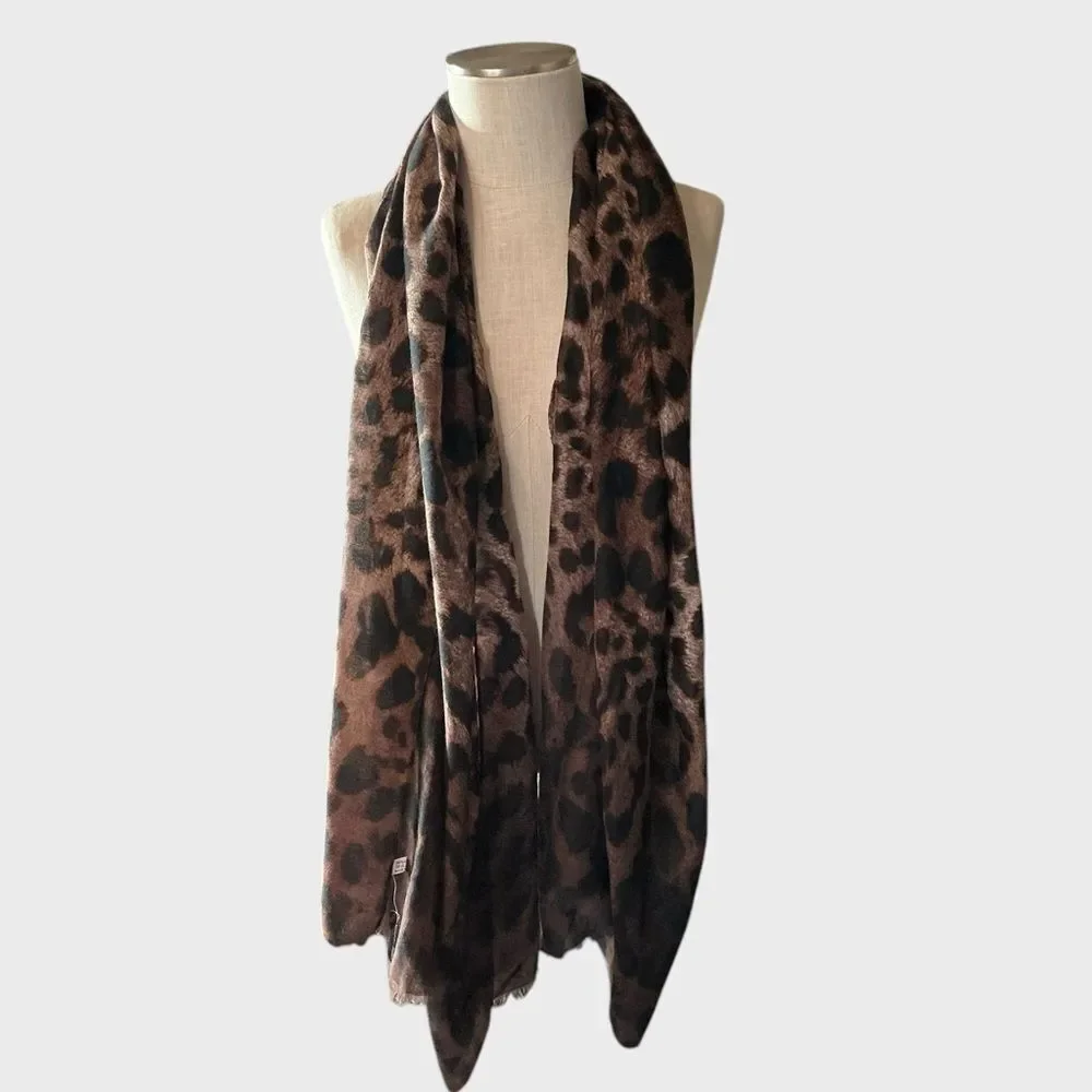 Kendall & James Leopard Print Viscose Scarf Wrap Shawl NWT