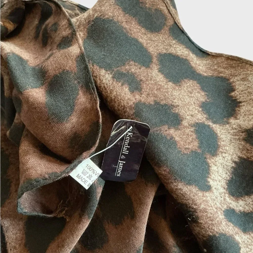 Kendall & James Leopard Print Viscose Scarf Wrap Shawl NWT