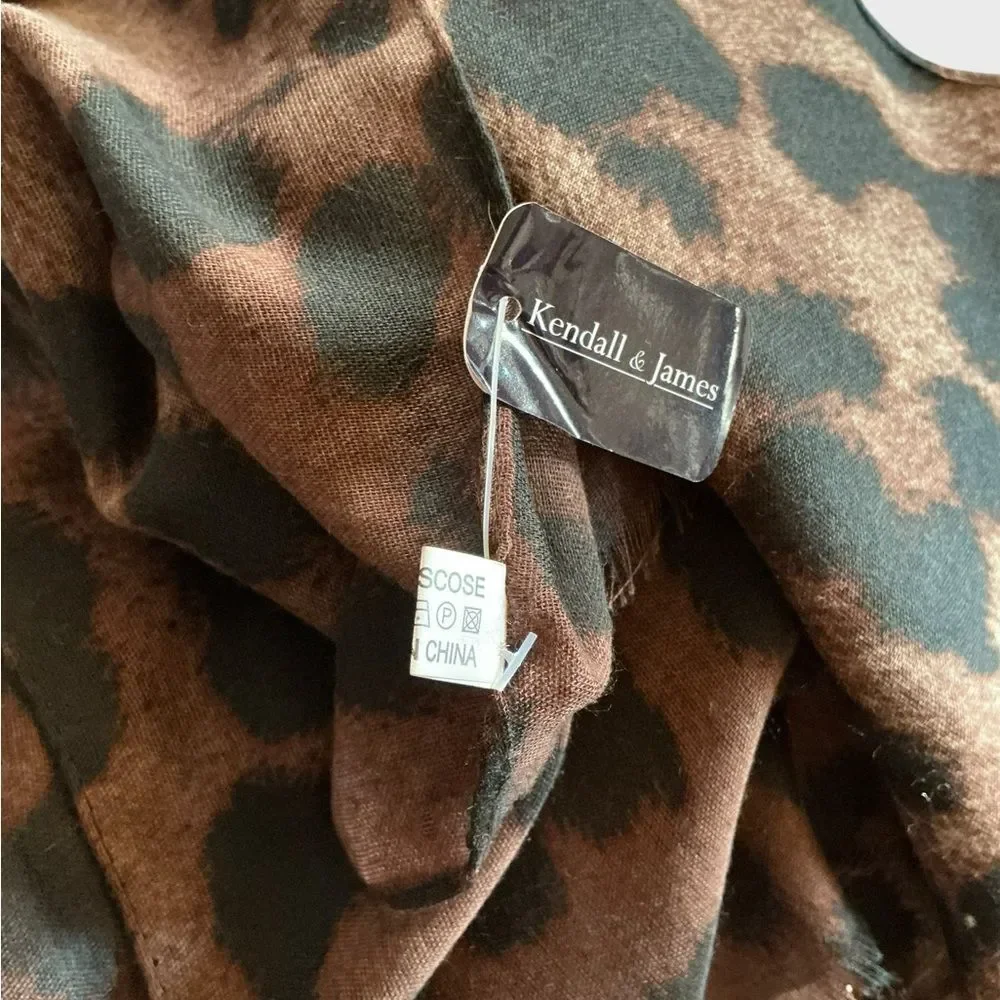 Kendall & James Leopard Print Viscose Scarf Wrap Shawl NWT