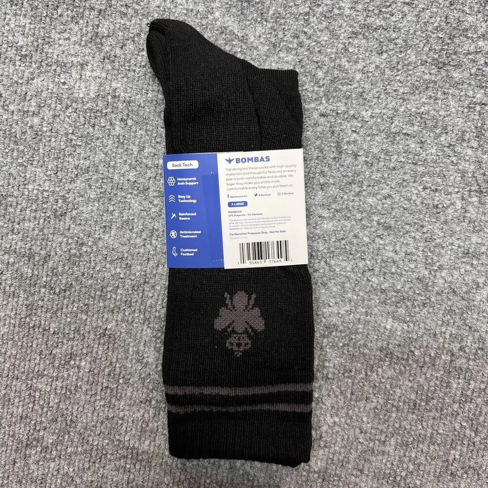 Bombas Socks Mens XL Black Athletic Crew Honeycomb Arch Support Cushioned