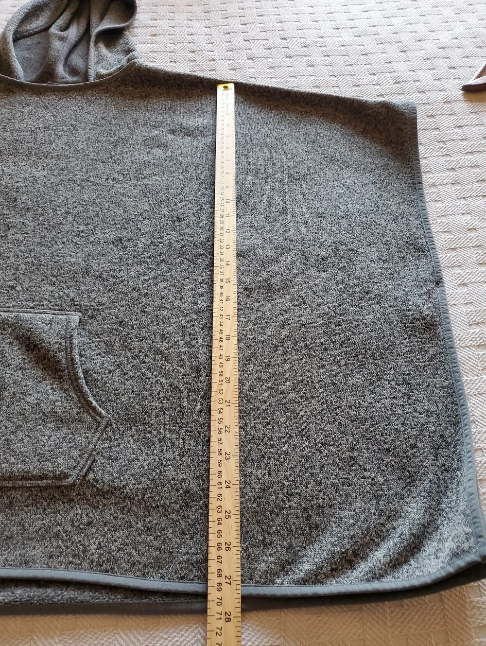 Eddie Bauer Grey Knit Fleece Pullover Hooded Poncho Cape L XL