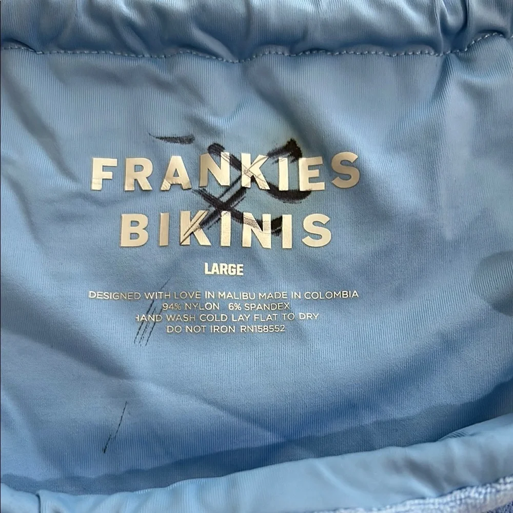 Frankies Bikinis Blue and Yellow Bikini Bottom Size Large