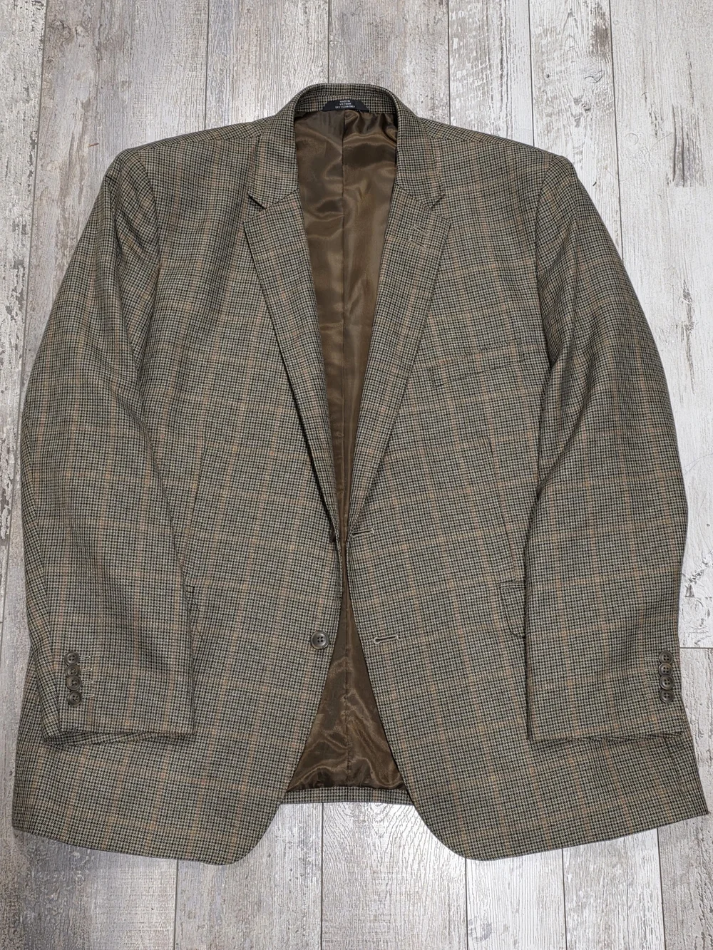 48R Men's Haggar Classic Fit Blazer Brown Houndstooth Orange Accent Sport Coat