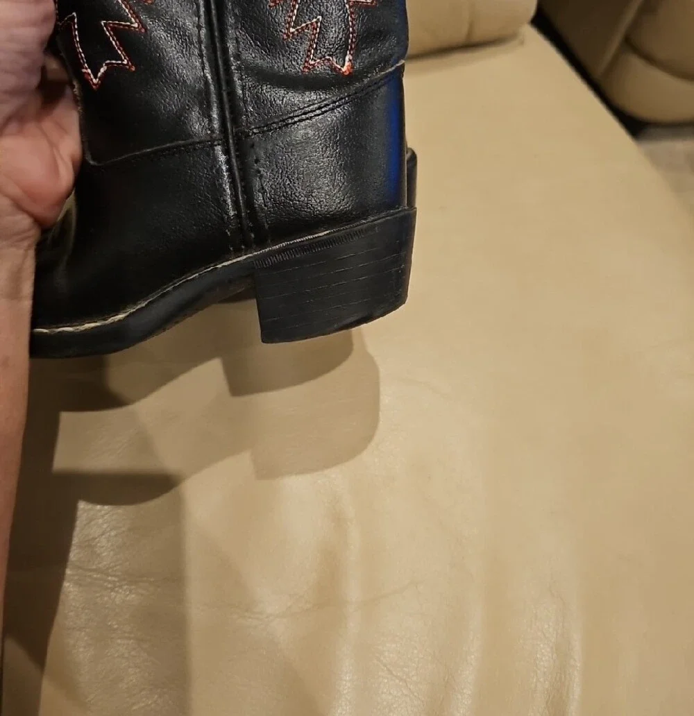 Old West Black Western Cowboy Boots with Red Stitching