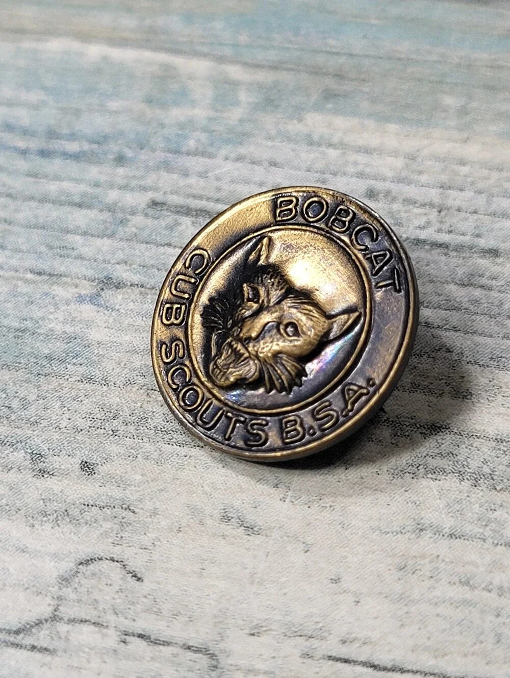 Cub Scouts B.S.A. Bronze Pin - Brown Finish