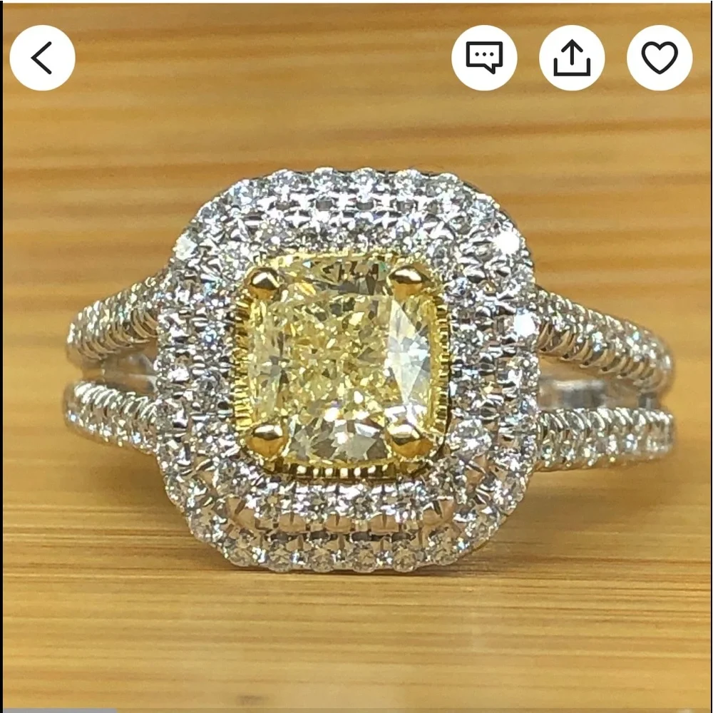 Size 7.5 yellow and white diamond ring