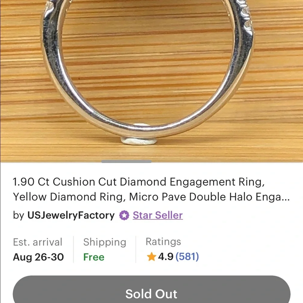 Size 7.5 yellow and white diamond ring