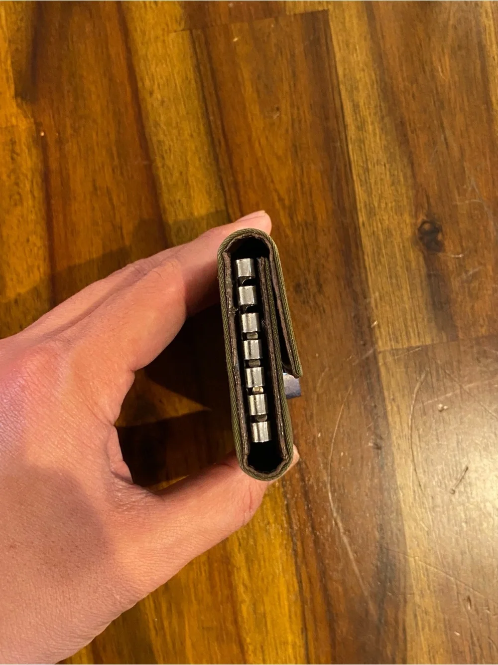 Prada Triangular Logo Key Holder in Olive Green
