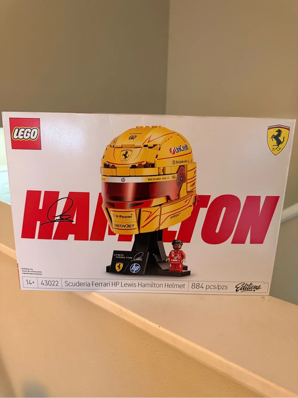 LEGO Yellow and Red Ferrari Racing Helmet Collectible