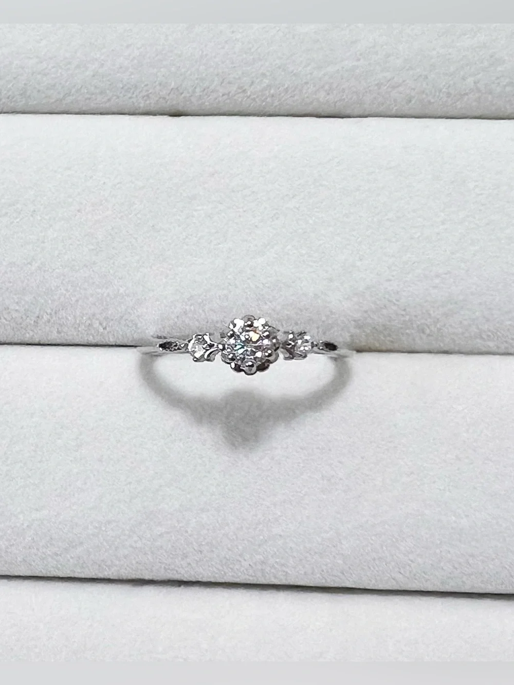 Dainty Moissanite silver Ring | Silver Plated Adjustable Open Ring | One Size