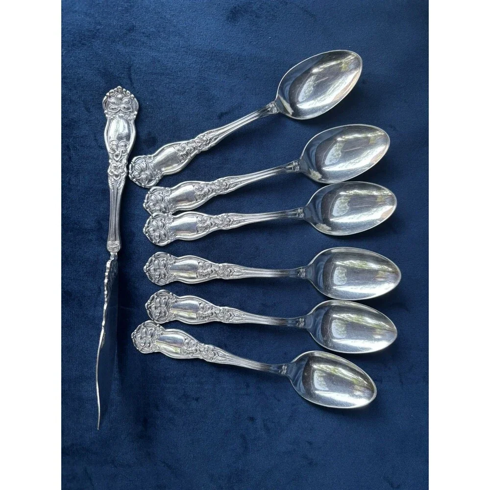 Vintage WM Rogers&Son Orange Blossom AA 1910 SilverPlated Teaspoons, 6