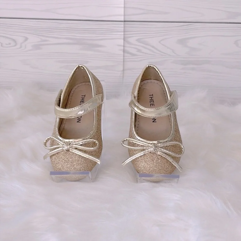 Girls Gold Glitter Dress Shoes‎