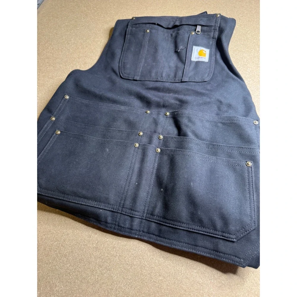 Carhartt Duck Apron Black Cotton Canvas Tool Pockets 103439-001 Mens OS