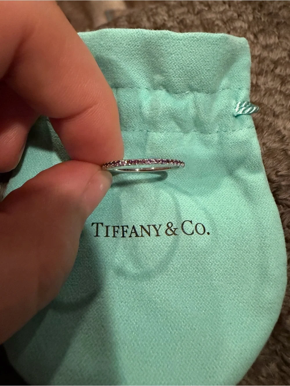 Tiffany & Co. White Gold and Amethyst Stackable Band