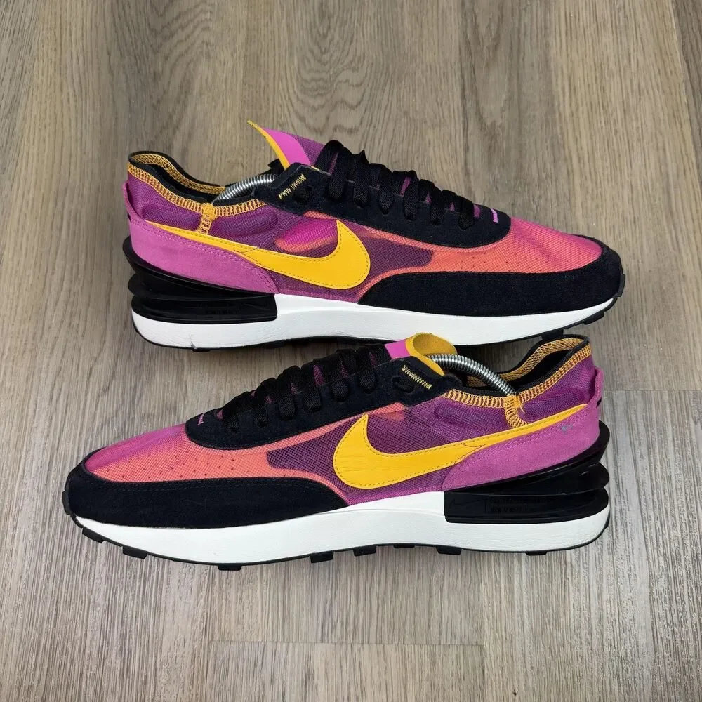 Nike Waffle One Shoes Mens Size 12 Pink Orange Yellow Mesh DA7995-600 Sneakers