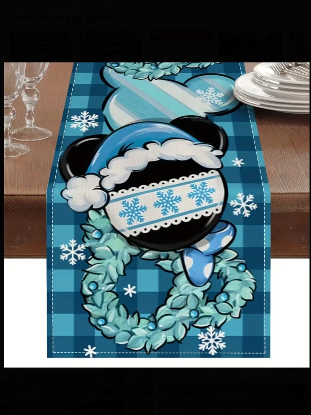 Winter Mickey Ears Table Runner