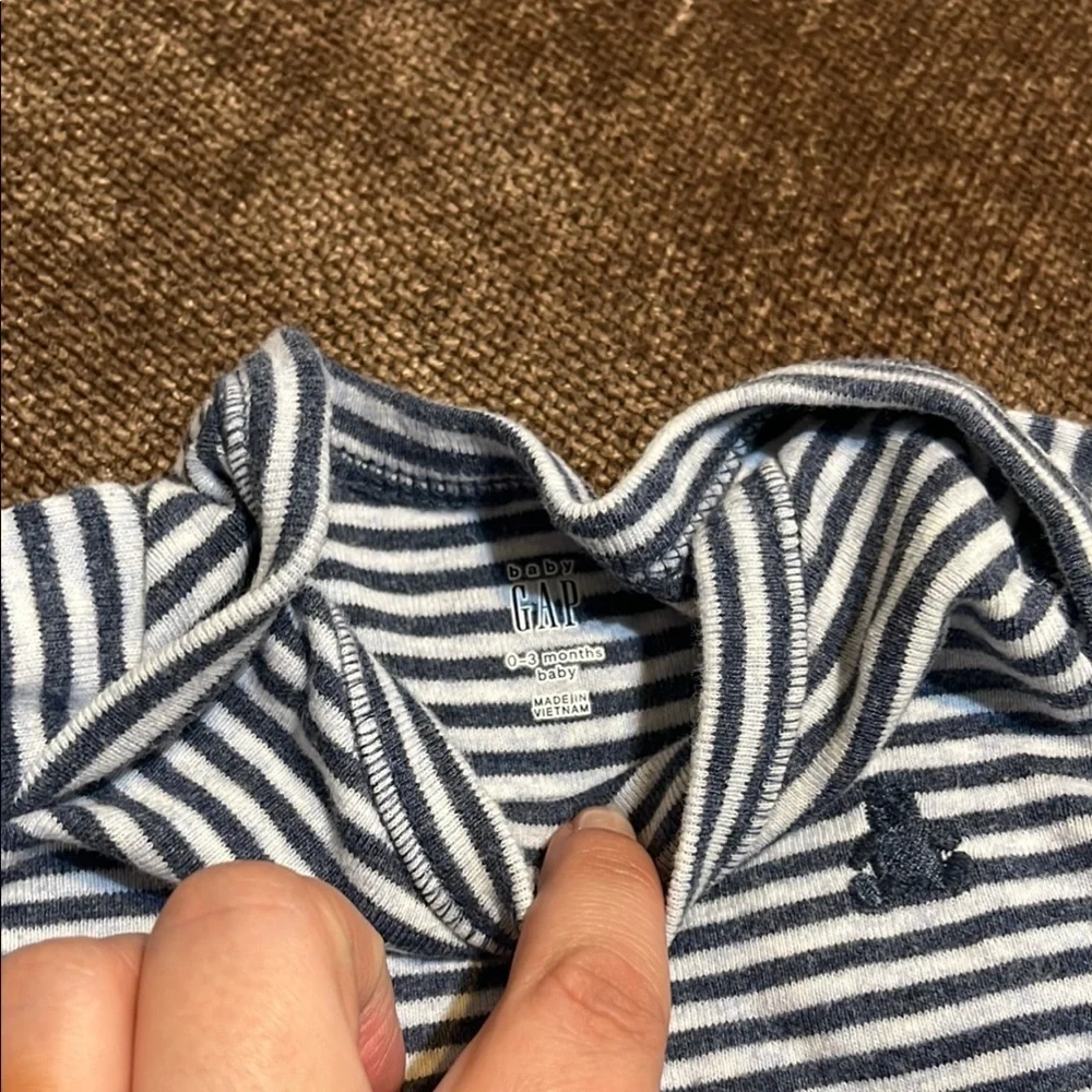 Baby GAP Blue Striped Onesie & Whale Print Cozy Hoodie- Size 0-3 Months
