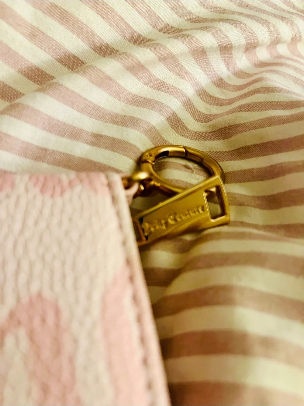 Juicy Couture Pale Pink Monogram Coin Wallet with Gold Logo