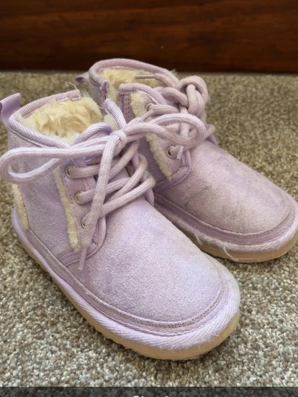 Kids Cozy Lace-Up Boots in Light Purple
