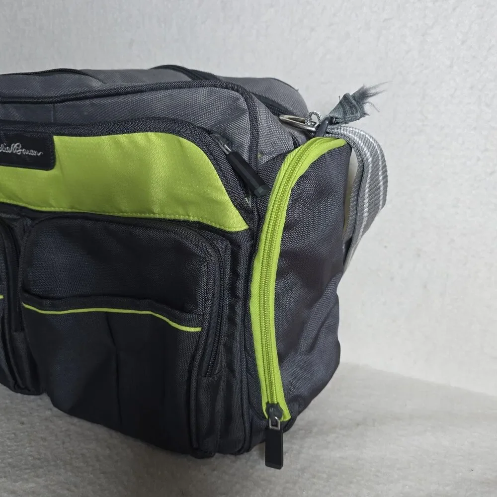 EDDIE BAUER Water Resistant Bag Green Gray & Black Large Diaper Bag