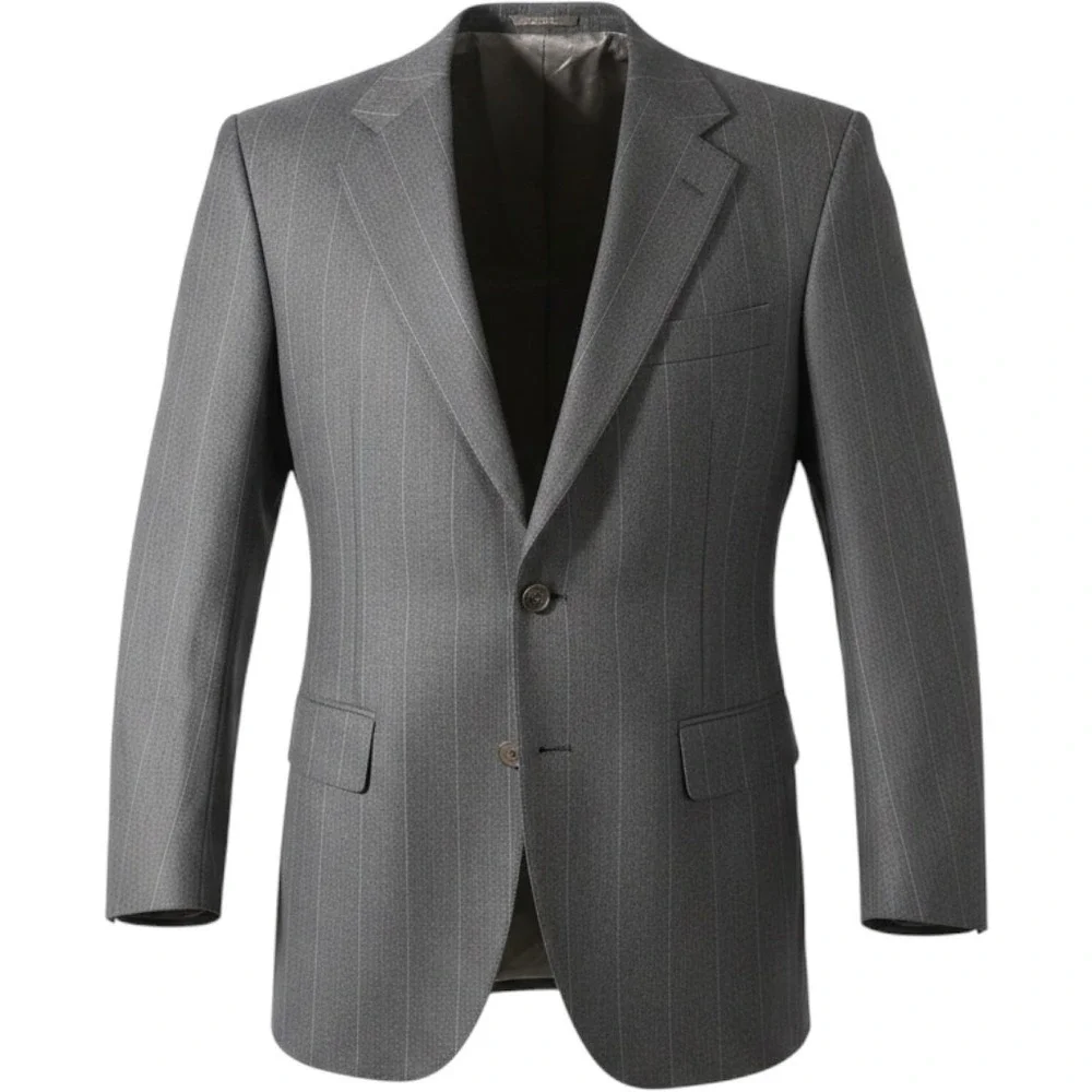 Chaps Ralph Lauren Suit Jacket Blazer Mens 38 Gray Wool Pinstripe USA Vintage