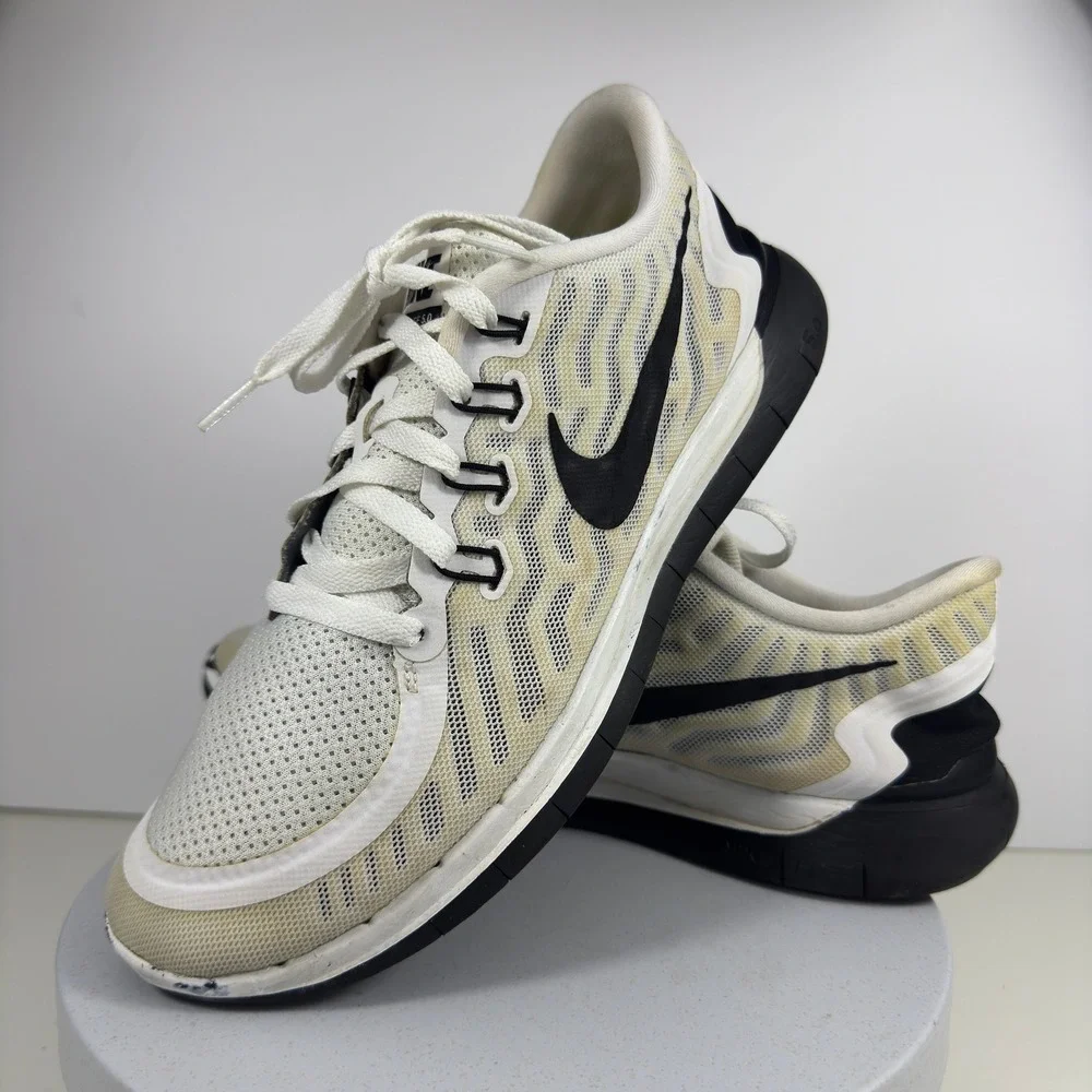 Nike Men Sneakers Free 5.0 Mesh Running Lightweight White‎ Black US 11