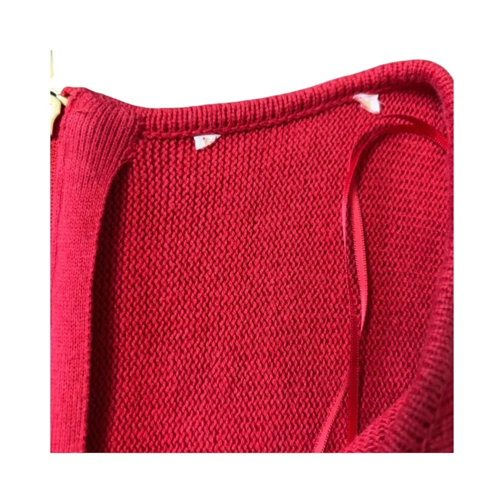 Michael Kors Red Tunic Sweater Gold Zipper Classic Preppy